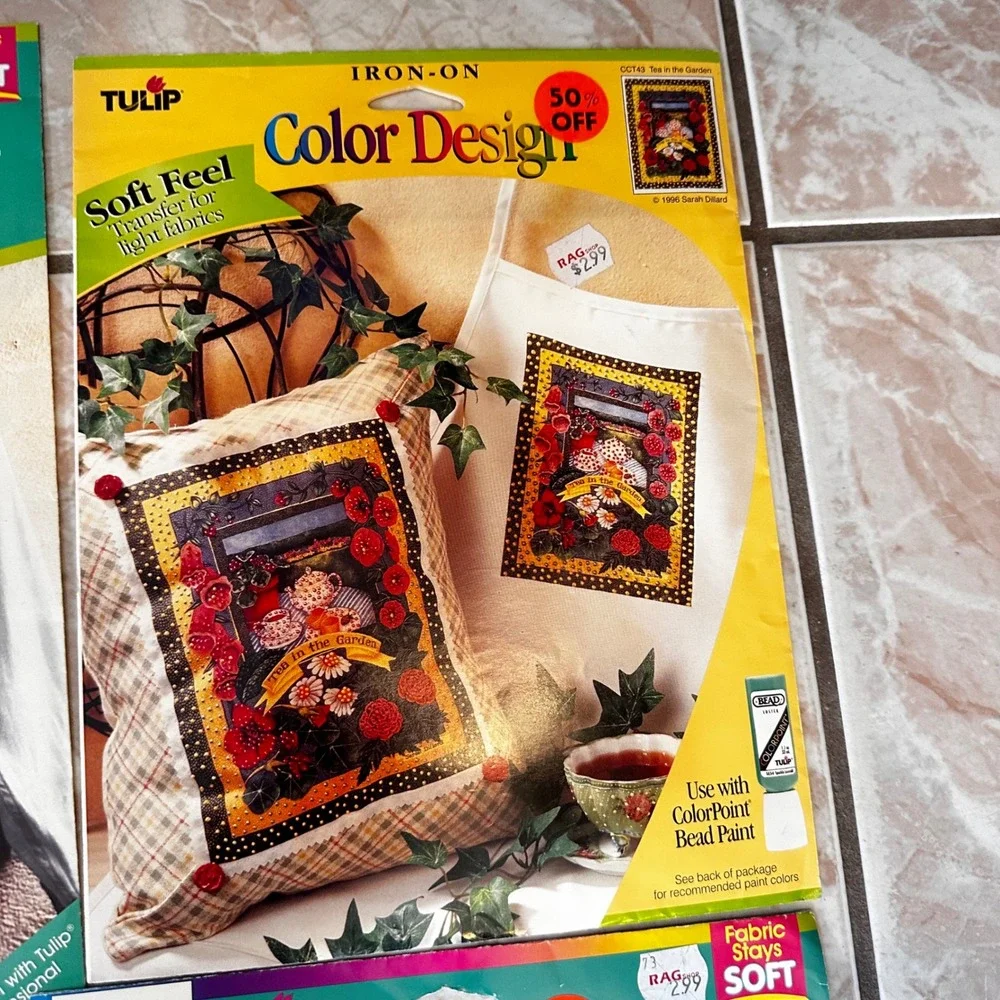 Vintage 1996 Tulip Iron-On Designs Paul Brent Soft Images Color Design Lot of 6